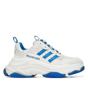 Balenciaga Adidas Collab Triple S White and Blue Sneakers